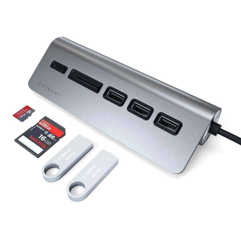 USB-хаб Satechi Type-C USB Hub & Micro/SD Card Reader (серый космос)