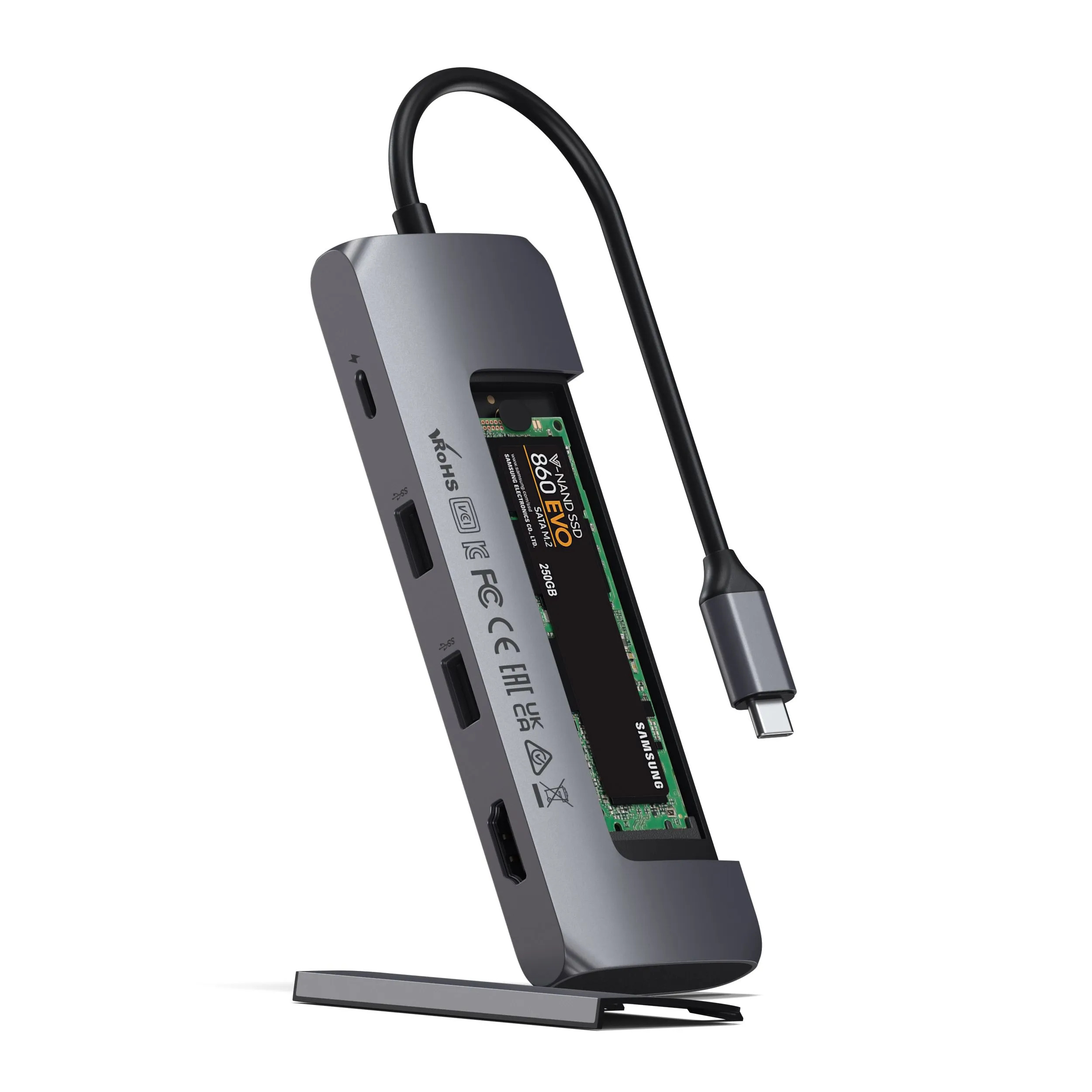 Адаптер Satechi USB-C Hybrid Multiport Adapter with SSD Enclosure (серый)