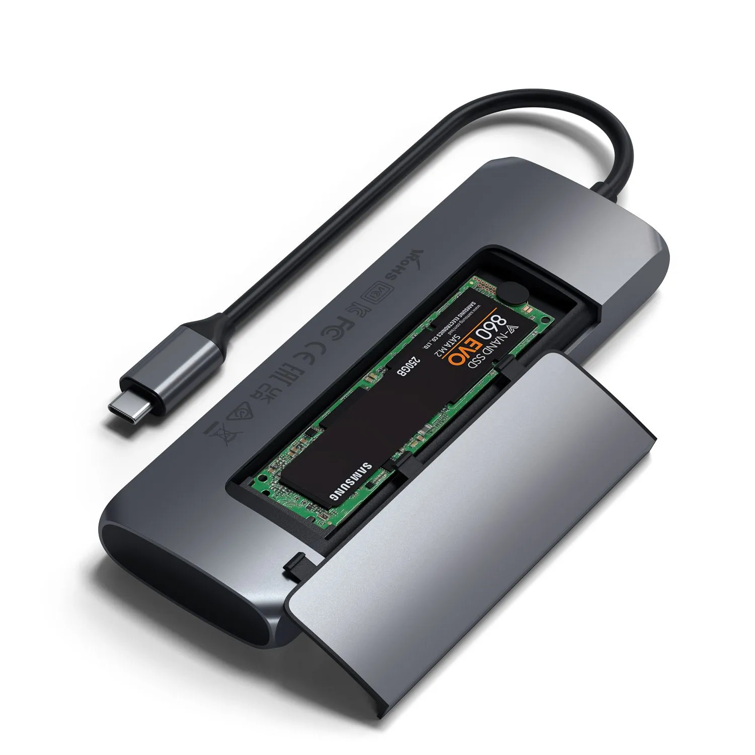 Адаптер Satechi USB-C Hybrid Multiport Adapter with SSD Enclosure (серый)
