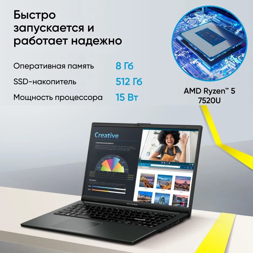 Ноутбук ASUS E1504FA-BQ073W (15.6'', серебристый)