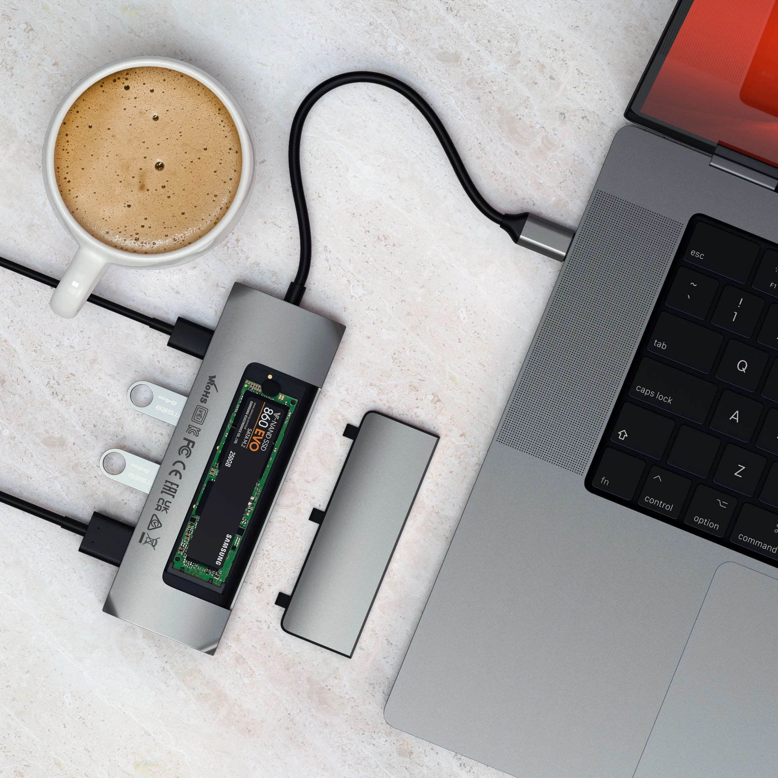 Адаптер Satechi USB-C Hybrid Multiport Adapter with SSD Enclosure (серый)