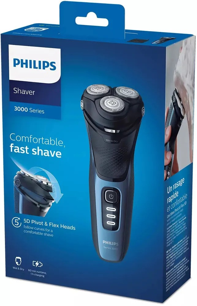 Электрическая бритва Philips Series 3000 S3232/52 (черный/синий)