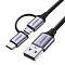 Кабель UGREEN US177 USB-A to Micro USB + USB Type-C (1м, черный)