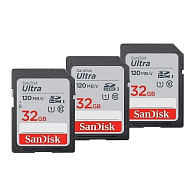 Карта памяти SanDisk Ultra SDHC (32 ГБ, 3 шт, черный)