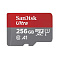 Карта памяти SanDisk Ultra microSDXC UHS-I (256 ГБ, красный/серый)