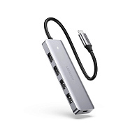 UGREEN CM219 4-Port USB 3.0 Hub with USB-C Power Supply (серый)