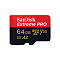 Карта памяти SanDisk Extreme Pro microSDXC (64 ГБ, черный/красный)